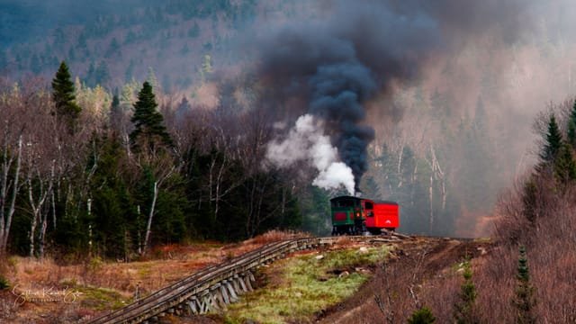Steam train on the mountain